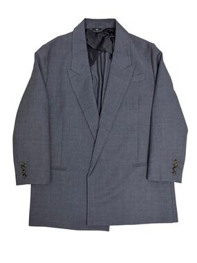 COS Blazer Grey WOOL Open Front Business Casual Work Sport Coat Womens 10
